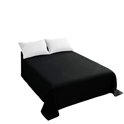 Sfoothome California King Flat Sheet Black Top Sheet, Premium Hotel 1-Piece, Luxury and Soft 1500 Thread Count Quality Bedding Flat Sheet, Wrinkle-Free, Stain-Resistant