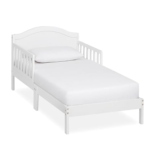 Dream On Me Sydney Toddler Bed in White, Greenguard Gold Certified, JPMA Certified, Low To Floor Design, Non-Toxic Finish, Safety Rails, Made Of Pinewood