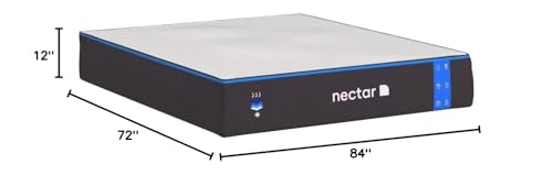 Nectar California King Mattress 12 Inch - Medium Firm Gel Memory Foam - Cooling Tech - 365-Night Trial - Forever Warranty , 84"L x 72"W x 12"Th , White