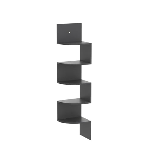 Corner Shelf, Greenco 5 Tier Shelves for Wall Storage, Easy-to-Assemble Floating Wall Mount Shelves for Offices, Bedrooms, Bathrooms, Kitchens, Living Rooms and Dorm Rooms, Espresso Finish