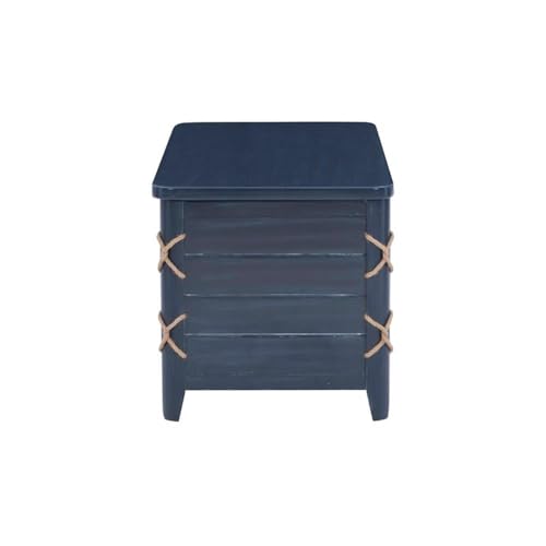 Linon Zana Wood Rope Cedar Lined Storage Chest in Blue