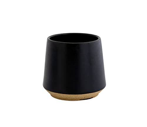 Japanese pottery, Minoyaki handmade pottery cup imported from Japan, suitable cup for drinking green tea, matcha, sake, and whisky on the rocks (Black)