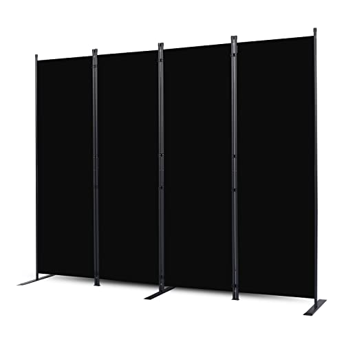 CHOSENM Room Divider, 4 Panel Folding Privacy Screens with Wider Feet, 6 Ft Portable Room Partition for Room Separator, Room Divider Panel 88" W X 71" H, Partition Room Dividers Freestanding，Black