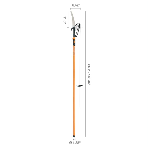 Fiskars 2-in-1 Extendable Tree Pruner and Pole Saw (Extends to 12 feet) with 12-Inch Double-Grind Saw and Double Locking System