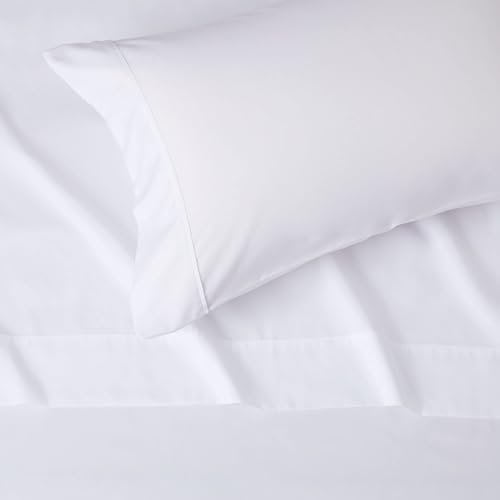 Amazon Basics Lightweight Super Soft Easy Care Microfiber 3-Piece Bed Sheet Set with 14-Inch Deep Pockets, Twin, Bright White, Solid