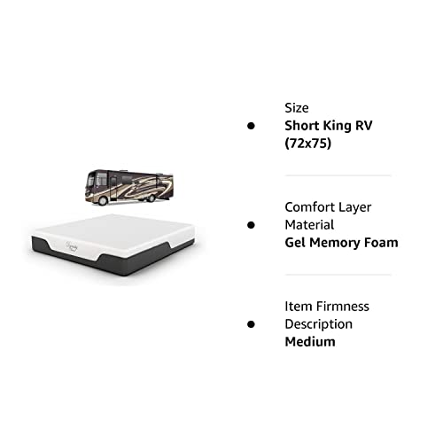 DynastyMattress 10-Inch CoolBreeze Gel Memory Foam Mattress for RV, Camper, Trailer-Short King RV Size, USA Made