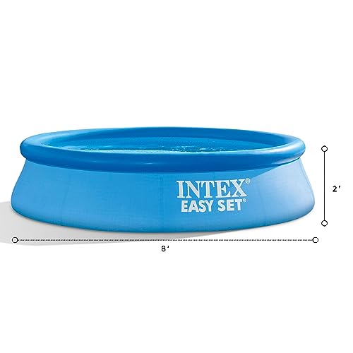 Intex 28106EH 8 x 2 Foot Round Easy Set Inflatable Above Ground Outdoor Backyard Swimming Pool with 513 Gallons of Water, Blue (Pool Only)