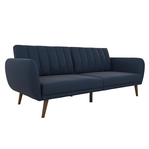 Novogratz Brittany Futon, Convertible Sofa & Couch, Blue Linen