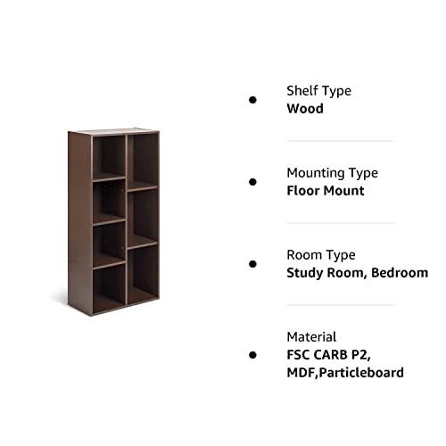 Amazon Basics 7 Cube Organizer Bookcase, Espresso, 9.3 x 19.5 x 41.7 in
