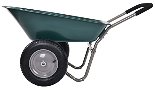 Elevon Dual-Wheel Home Garden Yard Utility Wheelbarrow Cart with Built-in Stand