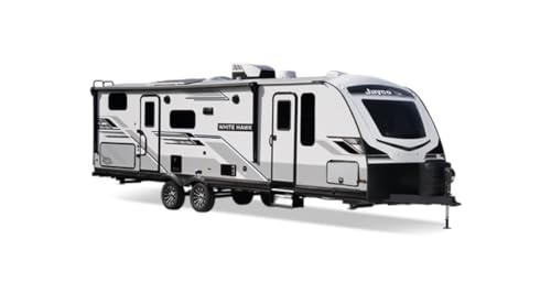 Stylish Luxury House Camping Trailer Jay White Hawk 2024 lightest Travel Trailer for Family Camping, Off-Grid Living, Outdoor Sporting, Road Trips, Temporary Housing (with Restroom)