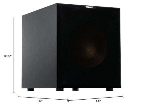 Klipsch R-12SW Powerful Deep Bass Front Firing 12" Copper-Spun Driver 400W Digital Power Subwoofer 14" X 18.5" X 16"