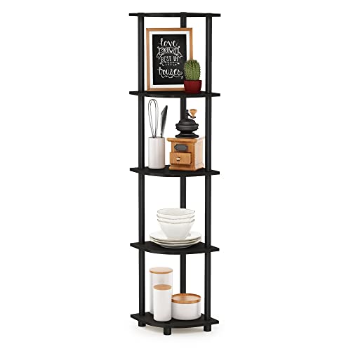 Furinno Turn-N-Tube 5 Tier Corner Display Rack Multipurpose Shelving Unit, 1-Pack, Espresso/Black