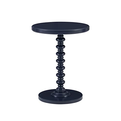 Powell Navy Blue Tarkin Round Turned Spindle Pedestal Side Accent Table