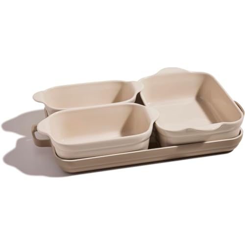 Our Place Ovenware Set | 5-Piece Nonstick, Toxin-Free, Ceramic, Stoneware Set with Oven Pan, Bakers, & Oven Mat | Space-Saving Nesting Design | Oven-Safe | Bake, Roast, Griddle and more | Steam
