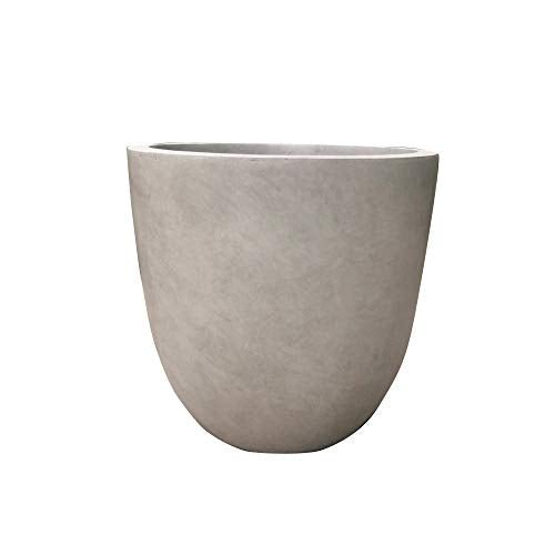 Kante 18 Inch Dia Round Concrete Planter, Indoor Outdoor Large Plant Pot with Drainage Hole and Rubber Plug for Home Patio Garden, Weathered Concrete