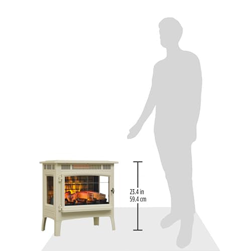 duraflame Freestanding Electric Fireplace Stove Heater with 3D Flame Effect for 1,000 Sq. Ft. Room, Cream