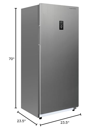 Hamilton Beach HBFRF1495 14 cu ft Upright Convertible Fridge/Freezer-Frost Free-Removable Glass Shelves-LED Interior Light, Stainless