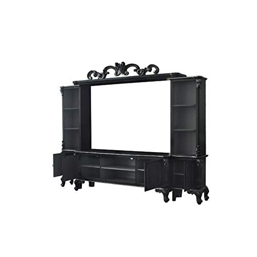 Acme House Delphine Wooden Entertainment Center with Queen Anne Leg in Charcoal