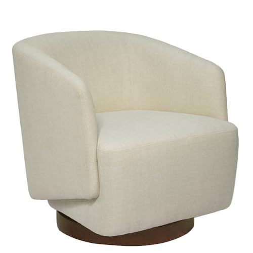 MINCETA Accent Chair,Modern Swivel Chairs for Living Room and Bedroom Reading with Wood Base,Performance Fabric in Beige