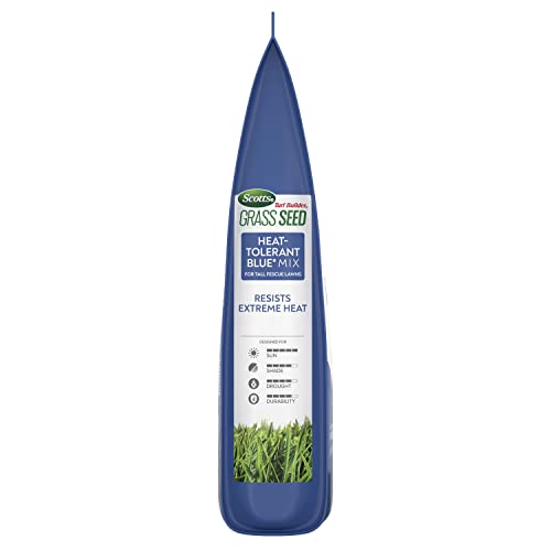 Scotts Turf Builder Grass Seed Heat-Tolerant Blue Mix for Tall Fescue Lawns with Fertilizer and Soil Improver, 5.6 lbs.