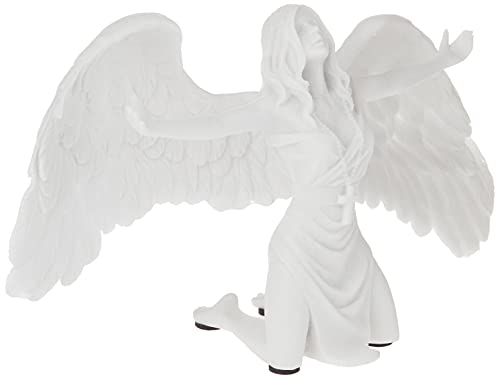 Design Toscano Pray for Peace Angel Figurine Statue, 9 in X 3 in X 4.5 in, White