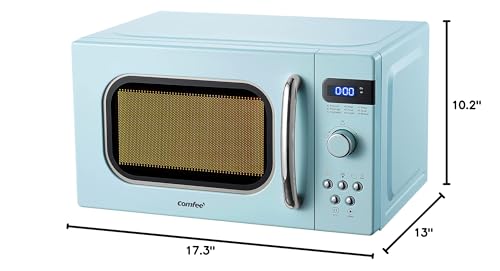 COMFEE' Retro Small Microwave Oven With Compact Size, 9 Preset Menus, Position-Memory Turntable, Mute Function, Countertop Microwave For Small Spaces, 0.7 Cu Ft/700W, Green, AM720C2RA-G