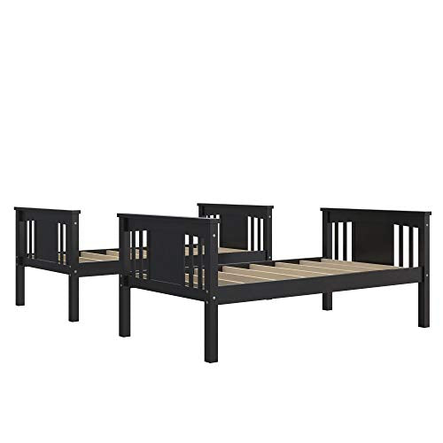 DHP Dylan Twin Over Twin Bunk Bed, Espresso, Sturdy Wood Construction, Converts to 2 Twin Beds, Guard Rails, Step Ladder