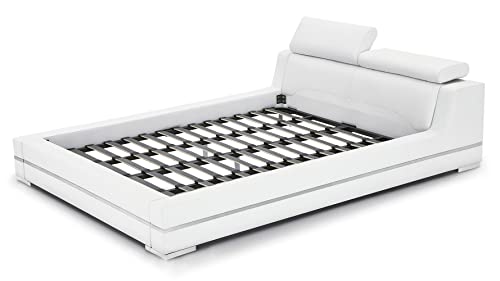 ZURI Hera White Leather Platform Bed - California King