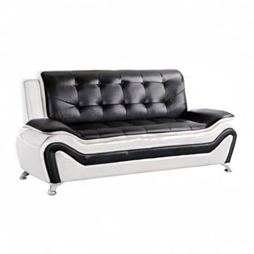 Beverly Fine Furniture 3 Piece Aldo Modern Sofa Set, Black/White