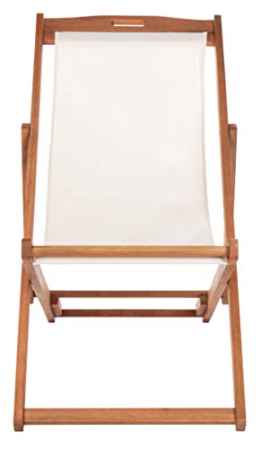 Safavieh PAT7040E-SET2 Outdoor Loren Brown (Set of 2) Sling Chair, Natural/Beige