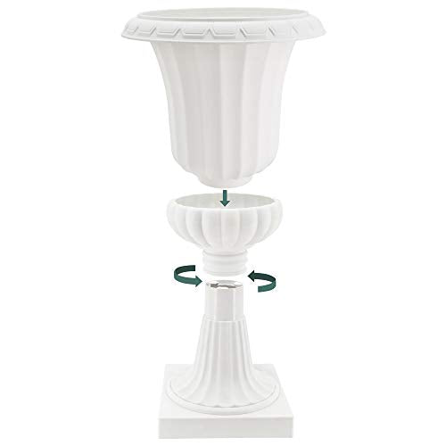Arcadia Garden Products PL51WT-2 Deluxe Plastic Urn (Pack of 2), White, 16"x27"