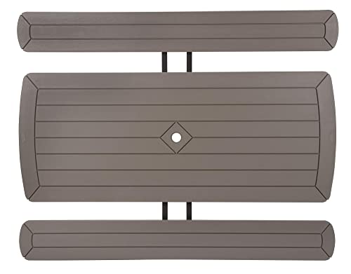 COSCO Outdoor Living 6 ft. Folding Picnic Table, Taupe Wood Grain with Brown Legs