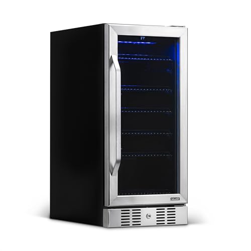 NewAir Beverage Refrigerator Cooler with 96 Can Capacity - Built-in Mini Bar Beer Fridge for Bedroom, Dorm, Office - Small Refrigerator Cools to 34F Perfect For Beer, Soda, And Drinks