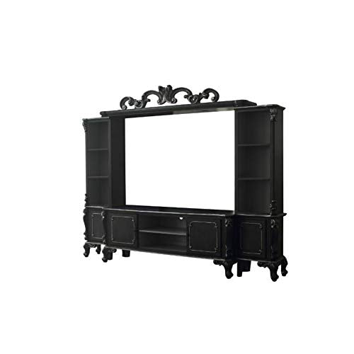 Acme House Delphine Wooden Entertainment Center with Queen Anne Leg in Charcoal