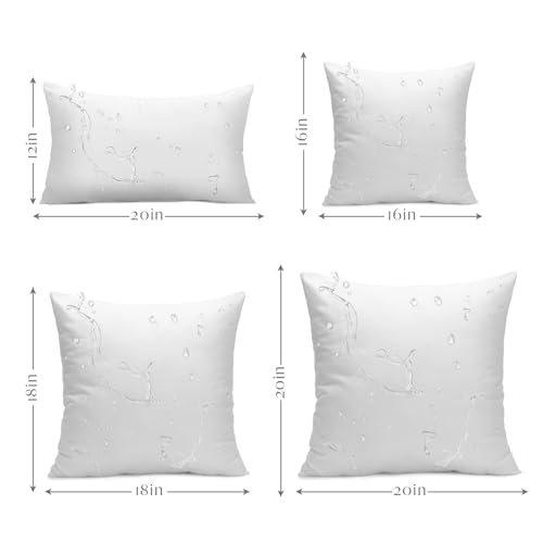 Ashler Outdoor Pillows, 18 x 18 Pillow Inserts Set of 4, Waterproof Throw Pillow Inserts Hypoallergenic Pillow for Patio, Water Resistant Indoor Outdoor Fall Decorative