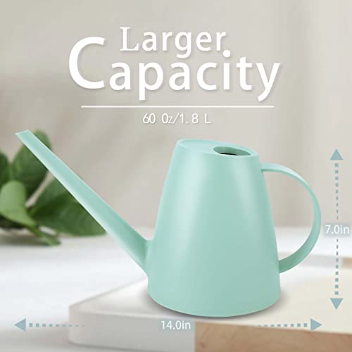 Watering Can for Indoor Plants, Small Watering Cans for House Plant Garden Flower, Long Spout Water Can for Outdoor Watering Plants 1.8L 1/2 Gallon (Green, 1.8L)