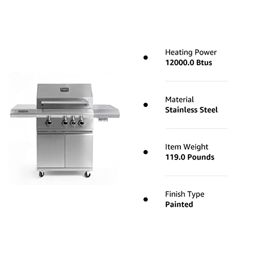 Victory 3-Burner Propane Gas Grill With Infrared Side Burner - BBQ-VCT3BSB-LP