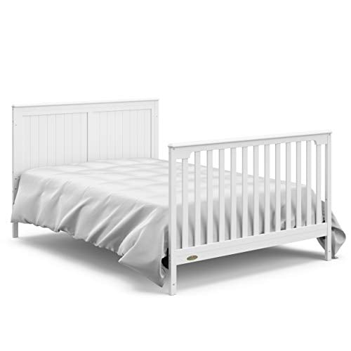 Graco Hadley 5-in-1 Convertible Crib with Drawer (White) – GREENGUARD Gold Certified, Crib with Drawer Combo, Full-Size Nursery Storage Drawer, Converts to Toddler Bed, Daybed