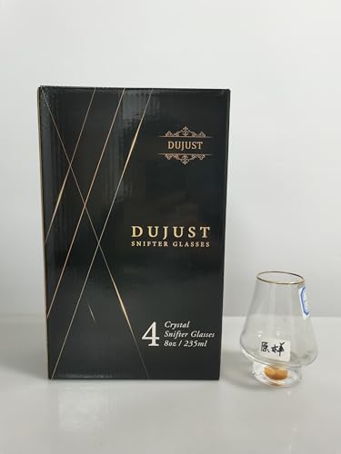 DUJUST Snifter Glasses Set of 4 (8oz), Crystal Whiskey Glasses with 24K Gold Leaf Flakes, Luxury Tasting Glasses for Brandy/Cognac/Bourbon/Tequila/Scotch, BPA-Free & Lead-Free