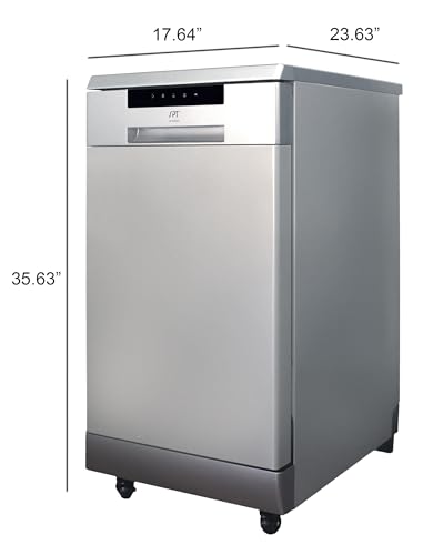 SPT SD-9263SSB 18″ Wide Portable Stainless Steel Dishwasher with ENERGY STAR, 6 Wash Programs, 8 Place Settings and Stainless Steel Tub
