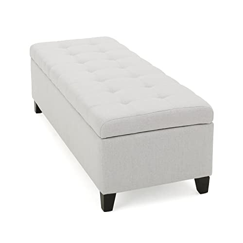 Christopher Knight Home Mission Fabric Storage Ottoman, Light Grey