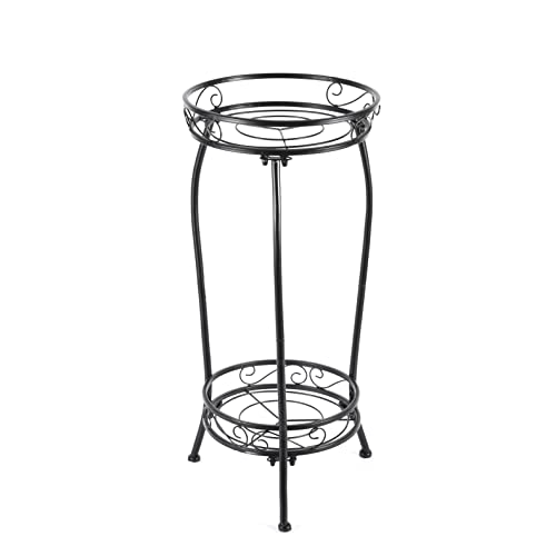 Kavlium Plant Stand Indoor Outdoor，Tall Black Metal Rustproof Stable Plant Stands，2 Tier 27.1 inch Multiple Plant Rack Holder Rack Flower Pot Stand Heavy Duty Plant Shelf