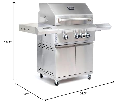 Victory 3-Burner Propane Gas Grill With Infrared Side Burner - BBQ-VCT3BSB-LP