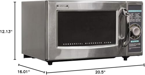 Sharp R-21LCFS Medium-Duty Commercial Microwave Oven with Dial Timer, Stainless Steel, 1000-Watts, 120-Volts, One Size