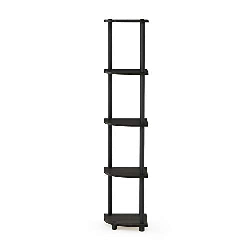 Furinno Turn-N-Tube 5 Tier Corner Display Rack Multipurpose Shelving Unit, 1-Pack, Espresso/Black