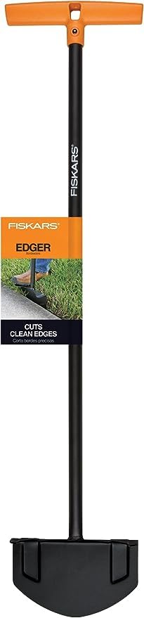 Fiskars 38.5" Steel Edger - Long-Handled Gardening Tool - Edger Tool and Garden Tiller for Soil - Lawn and Garden Tools - Black/Orange