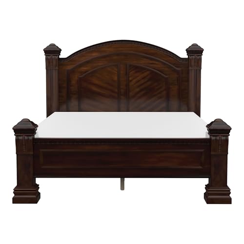 Furniture of America FOA Oulette 2-Piece Cherry Solid Wood Bedroom Set - Cal King + Nightstand