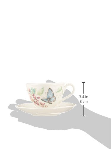 Lenox Porcelain Meadow Cup and Saucer, 1.3 LB, Blue Butterfly