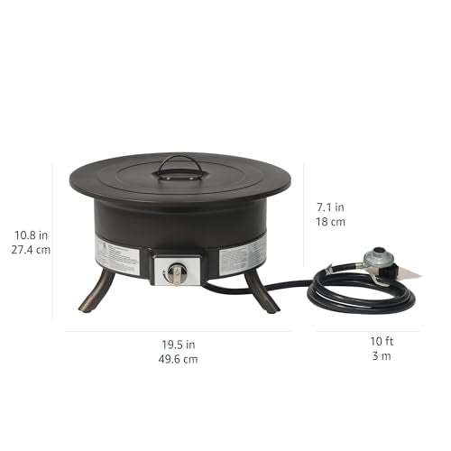 Amazon Basics 19-Inch 55,000 BTU Round Portable Propane Gas Fire Pit with Carry Strap